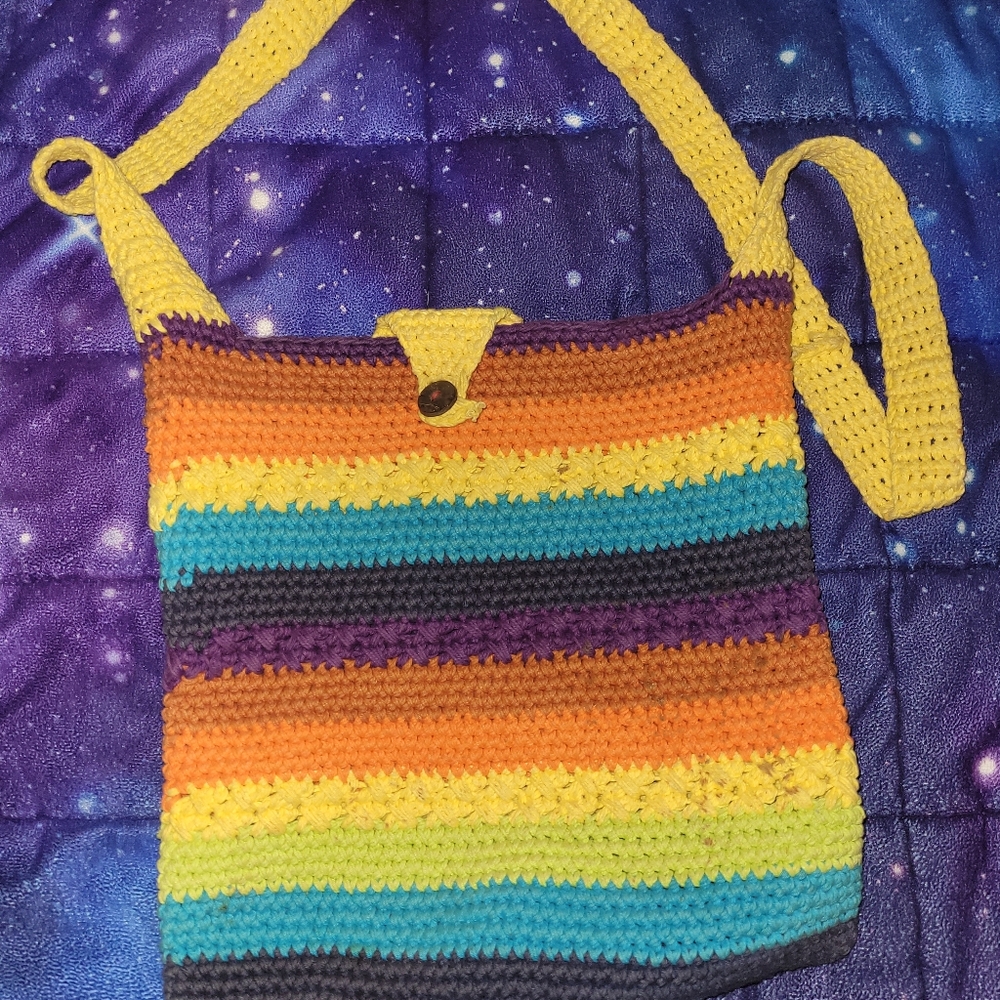Rainbow crochet bag